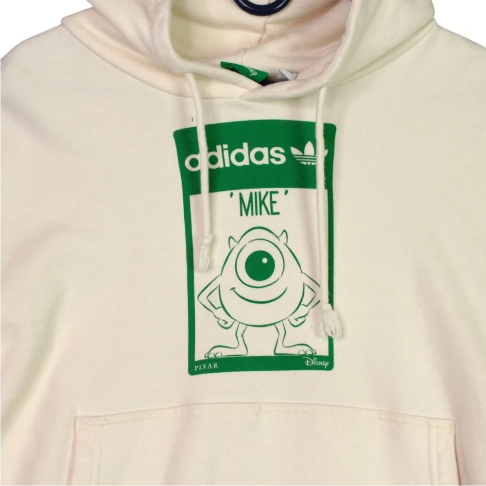 Adidas Mike Monster Inc Hoodie Size L Cream Hooded Sweatshirt Fleece Unisex